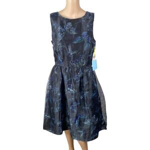 CeCe by Cynthia Steffe NWT $148 Black Full Skirt Butterfly Print Dress SZ 10